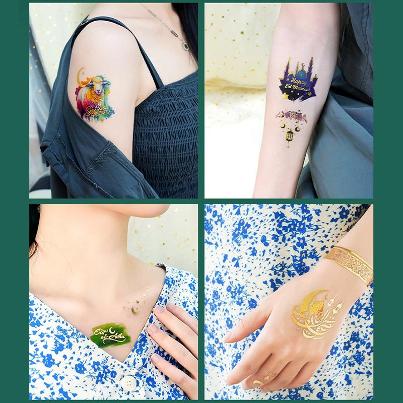 Ramadan Temporary Tattoo Moon and Star Decorative Stickers Eid Mubarak Party Gifts Eid Al Fitr Dress Up Accessories