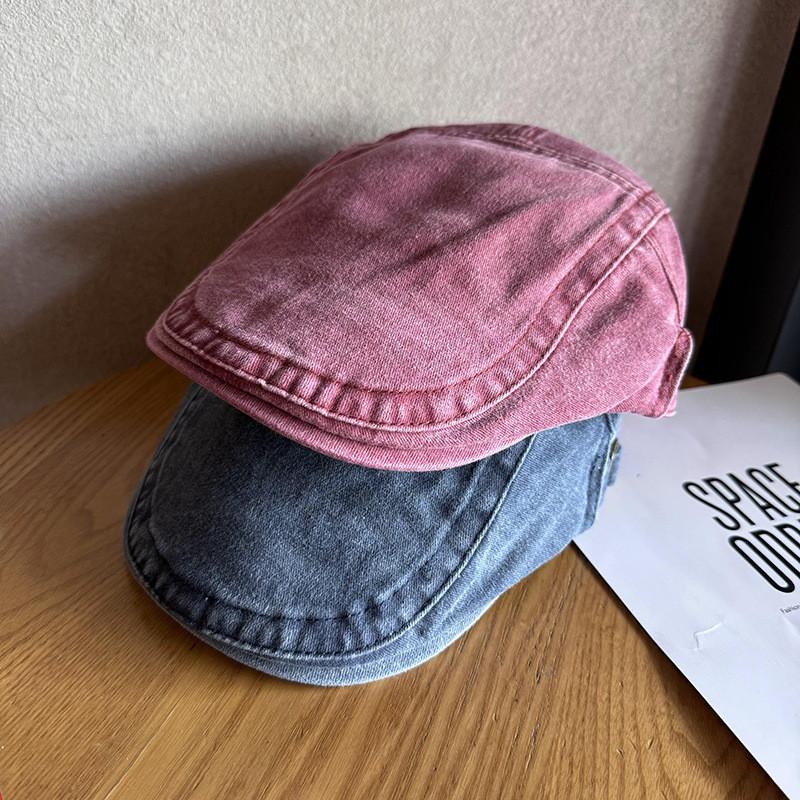 Waterwashed Cotton Retro Beret Hat With Breathable And Sunshade Features For Men And Women