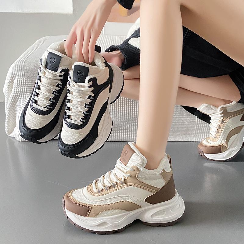 Dad Shoes Women Winter Velvet Warm High Top Is Student Leisure Sports Cotton Shoes Women