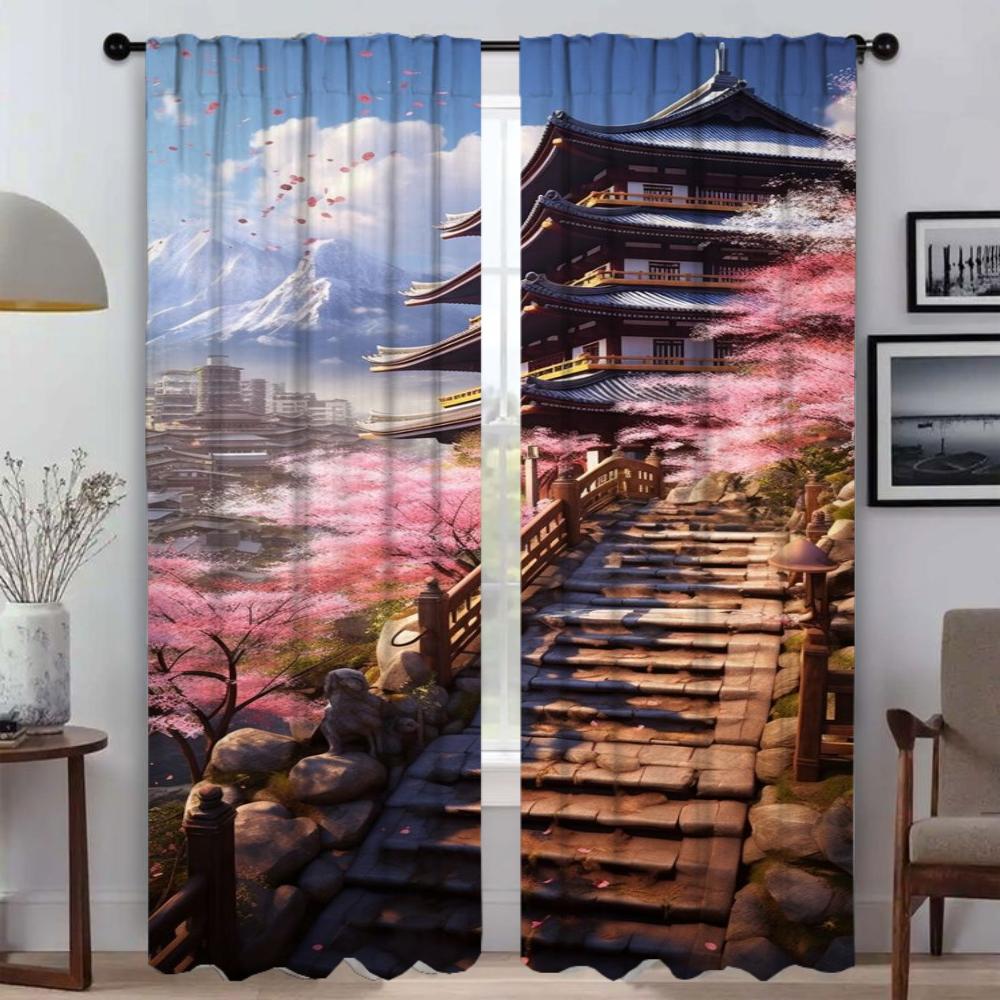 Perdele moderne în stil japonez pentru living, perdea pentru fereastră, perdele interioare pentru casă, 2 piese, decorațiuni de Halloween, partiție
