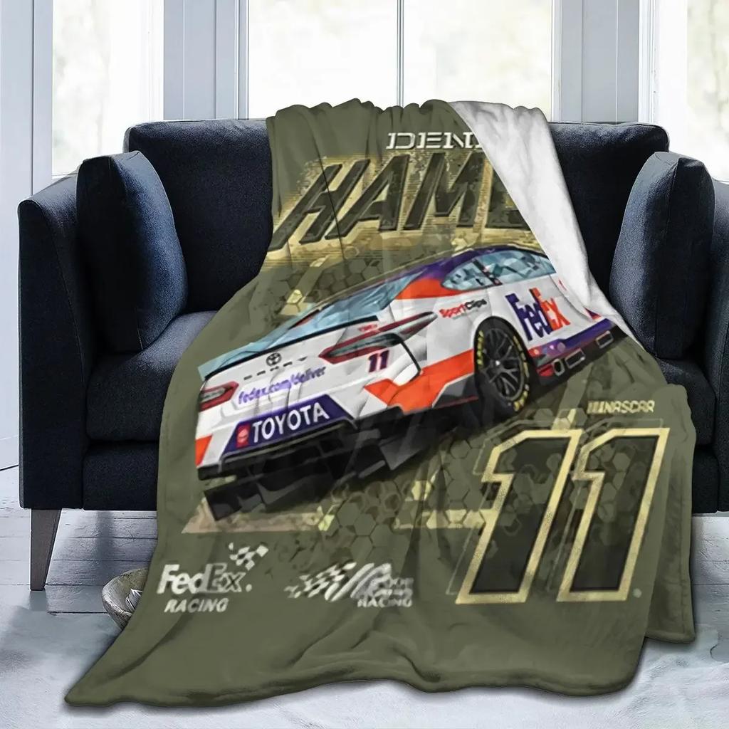 Denny Hamlin 11 All Season Fleece Blanket Throw Ultra Soft Flannel Blanket Digital Printed Premium Fluffy Microfiber Fleece
