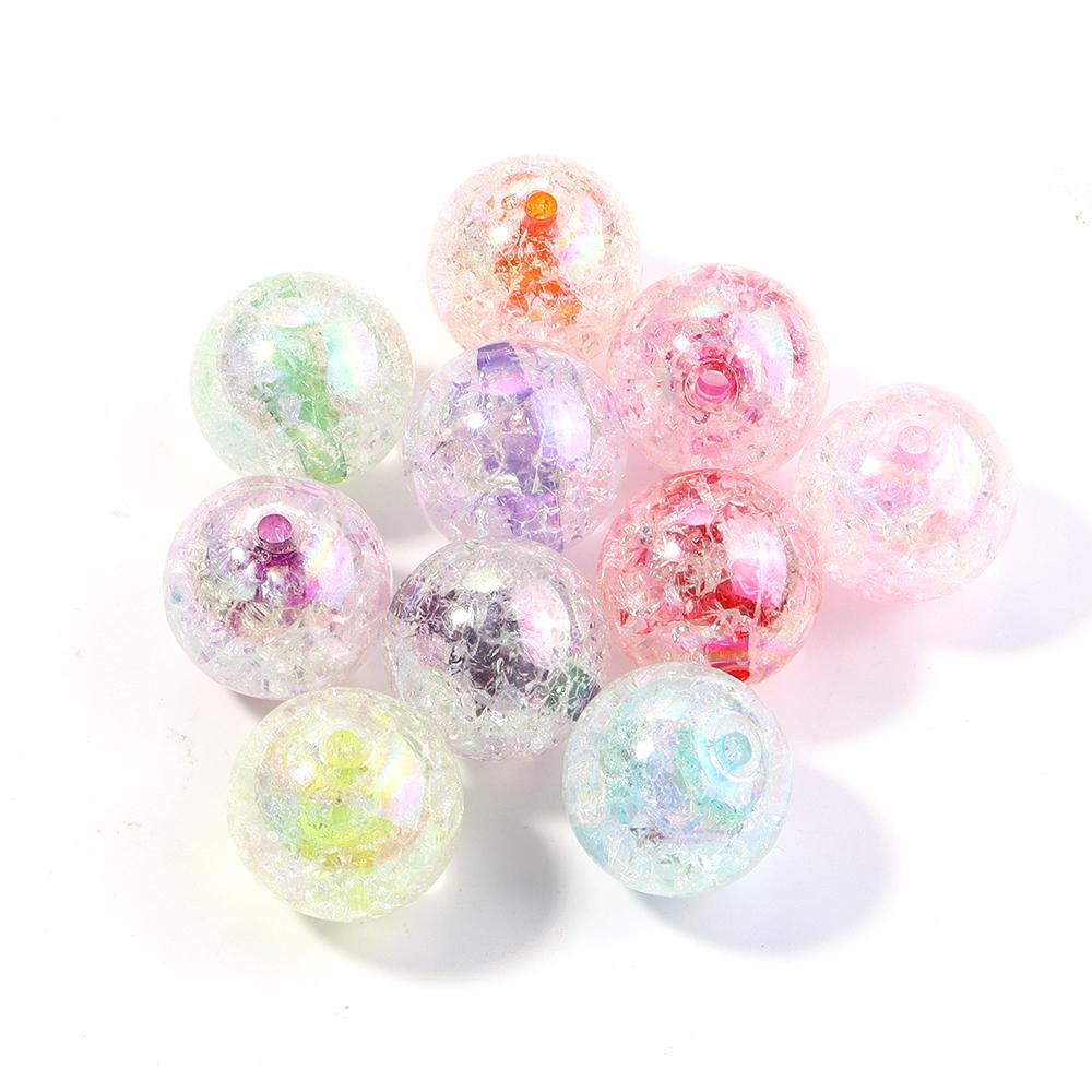 10-100pcs 8 10 12 14 18 20mm Acrylic Cracked Beads Candy Color Round Loose Beads For Jewelry Making DIY Bracelets Accessories
