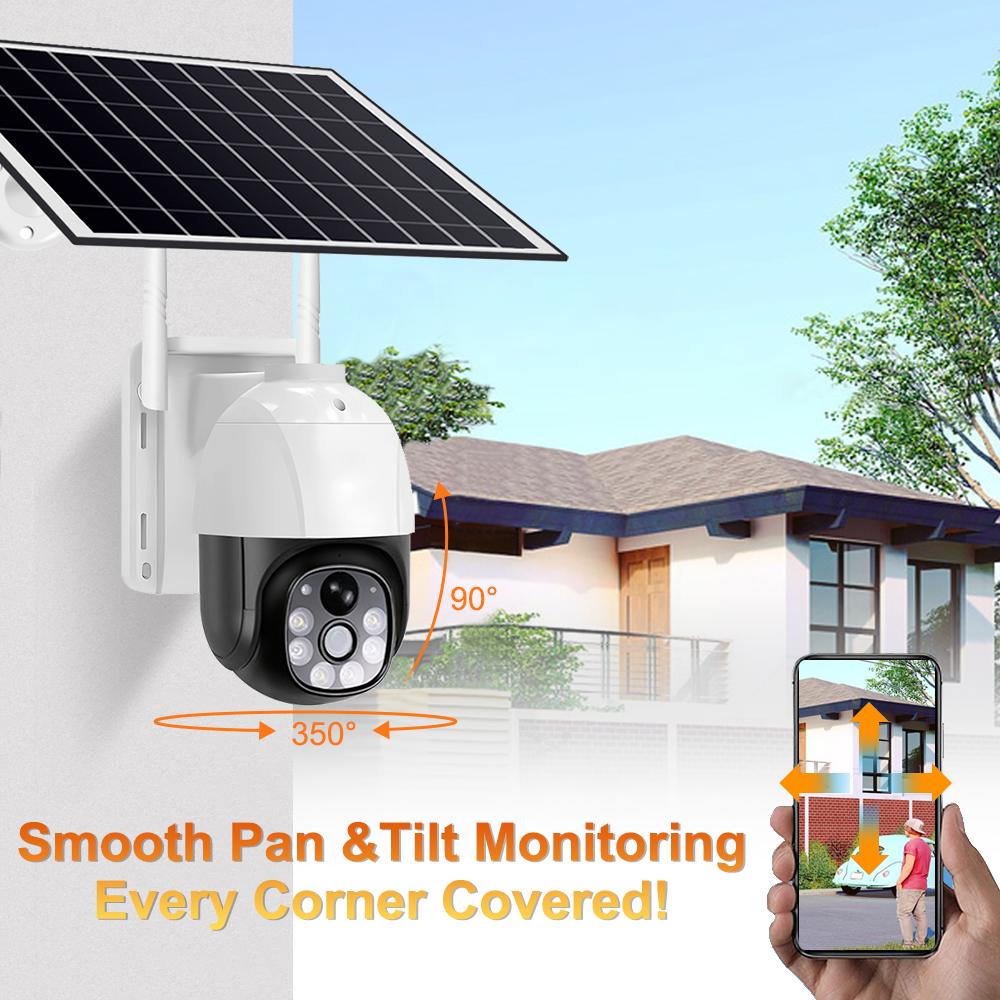 PIR Smart Pedestrian Detection Solar Camera 4G Monitoring Night Vision Full Color HD WIFI Low Power Consumption