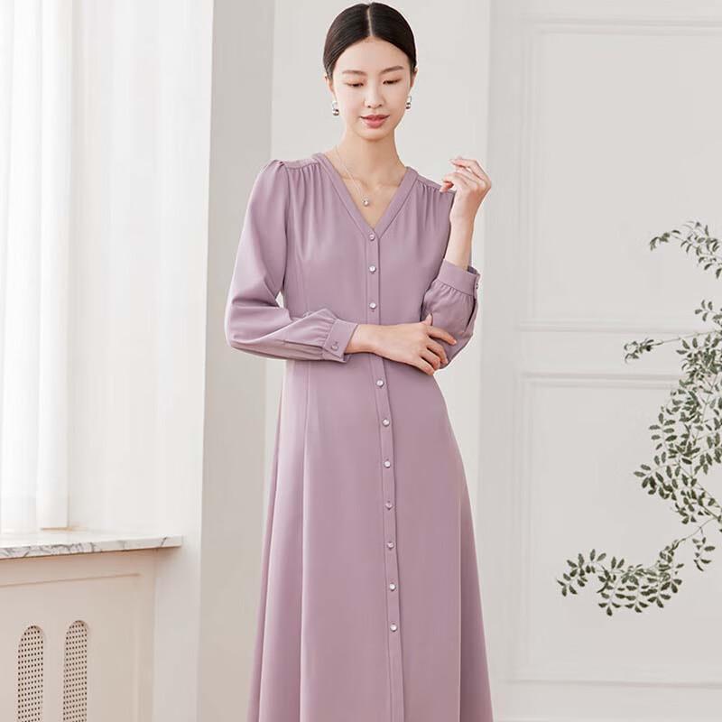 JESSIE Elegant V-Neck Long-Sleeve Dress