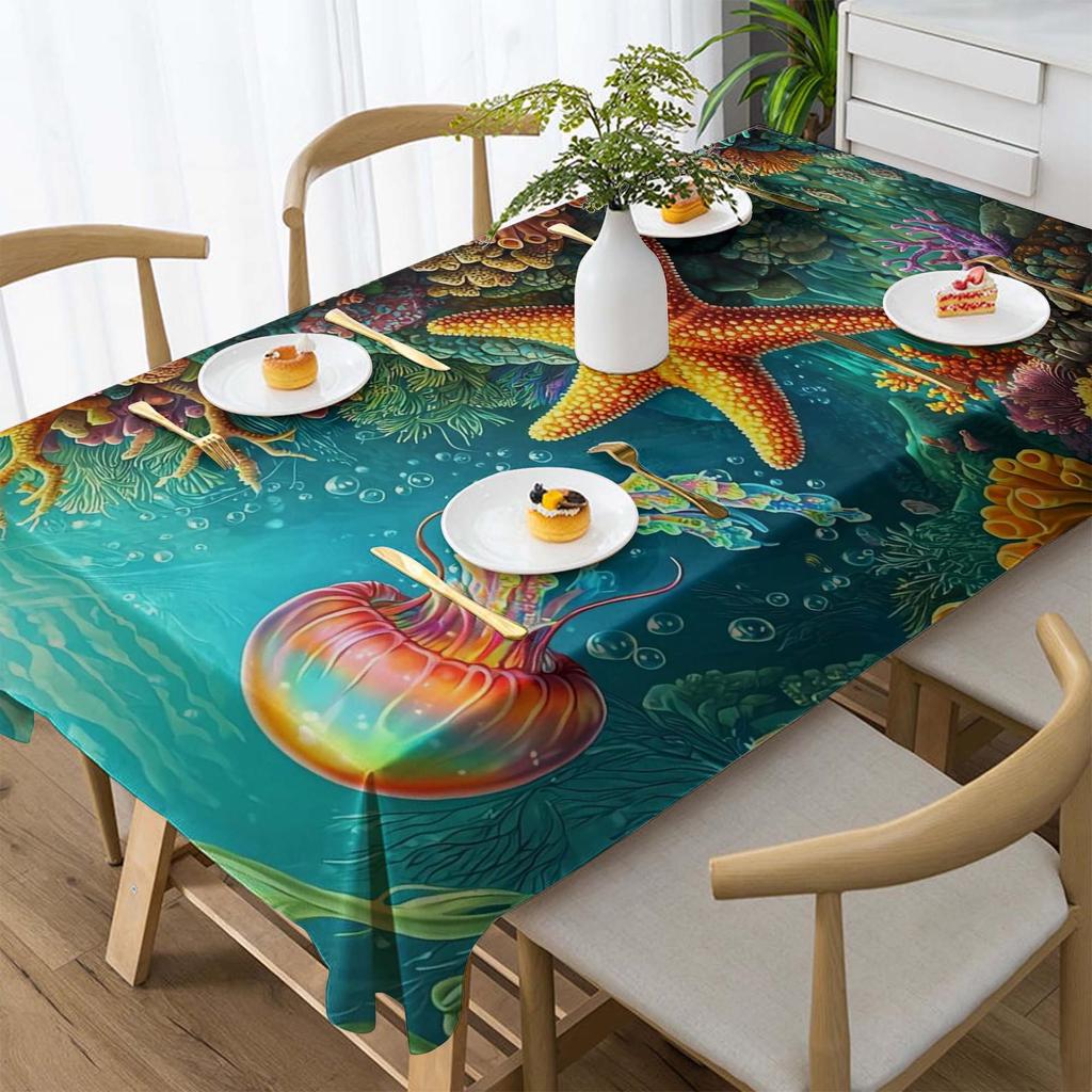 Ocean Series Polyester Tablecloth: European Style Dining & Festival Decor for Home and Hotel.