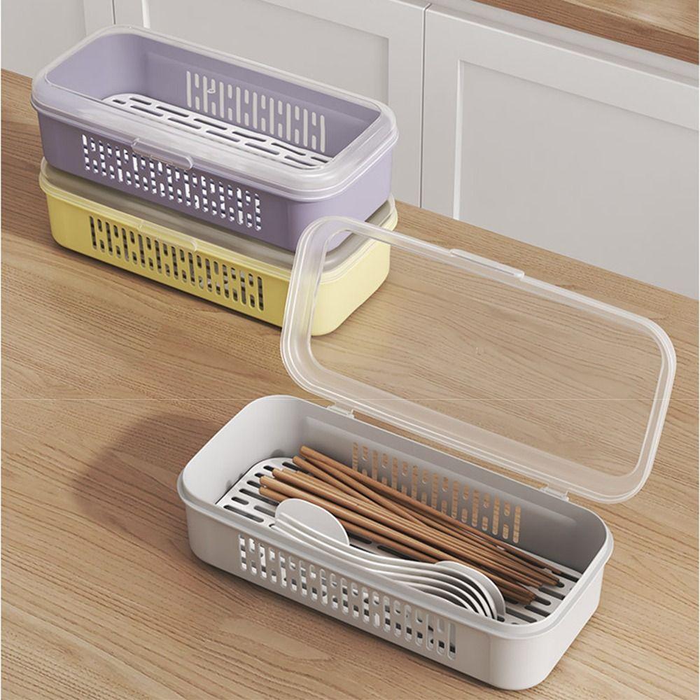 Rectangular Shape Chopstick Drying Box Single Layer Tableware Storage Case Kitchen Use