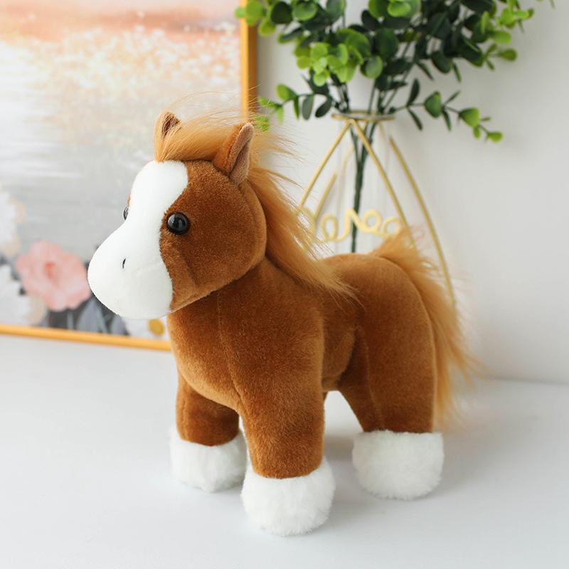 Simulation Cute Horse Plush Toy Stuffed Animal Toy Brown White Black Soft Realistic Horse Toy Home Decoration Kids Birthday Gift