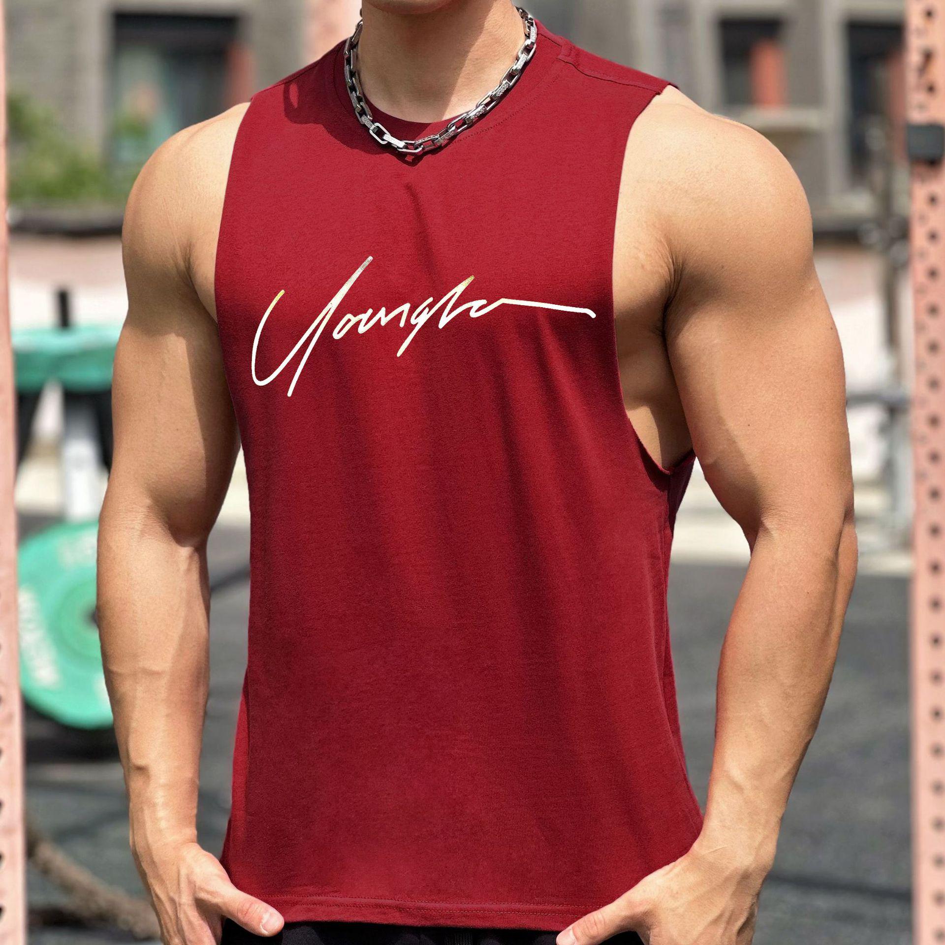 

Мужская дышащая футболка свободного кроя без рукавов: Летний фитнес-жилет для тренировок и баскетбола XXXL