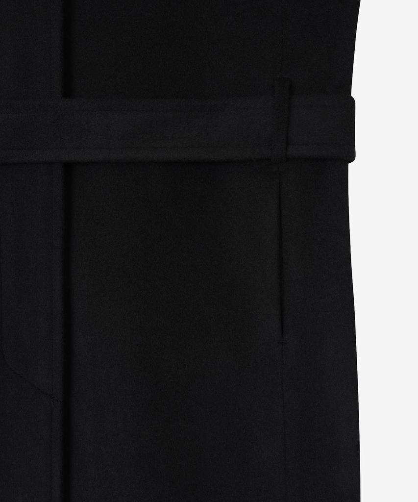 Basika Wooden Cashmere Balmacaan Long Coat (Black)