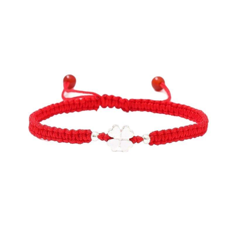 Couple Lucky Four-Leaf Clover Bracelets: Woven Hand Ropes for Best Friends & Long-Distance Relationships, Unisex Gift for Students.