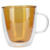 2Layer Cylindrical Coffee Cup HeatResistant Transparent Milk Mug for Home School  (Lake Green Liner )