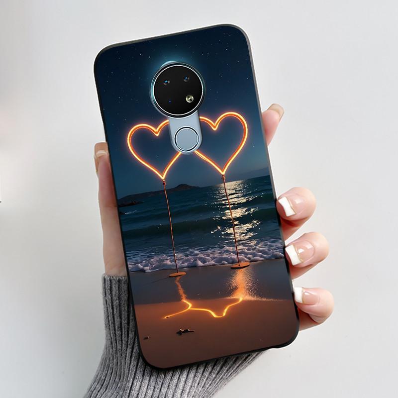 

Case For Nokia 7.2 / Nokia 6.2 Phone Case Cute Love Rabbit Black TPU Soft Silicone Protective Back Cover Nokia6.2 Nokia7.2 Case Nokia 7.2