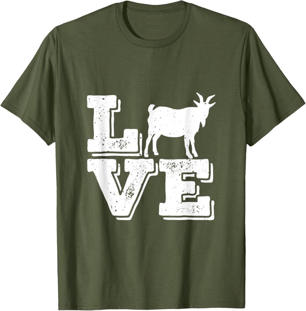 Goat Love Graphic Tee Men Funny Farm Animal Lover Casual Cotton TShirt