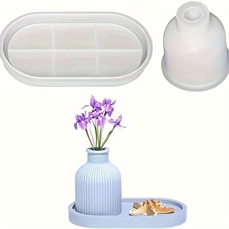 2er-Set Silikonformen Blumentöpfe Vasen Tabletts Formensets Gips Harzformen handgefertigte Kerzenständer Bastelformen Heimdekorationen