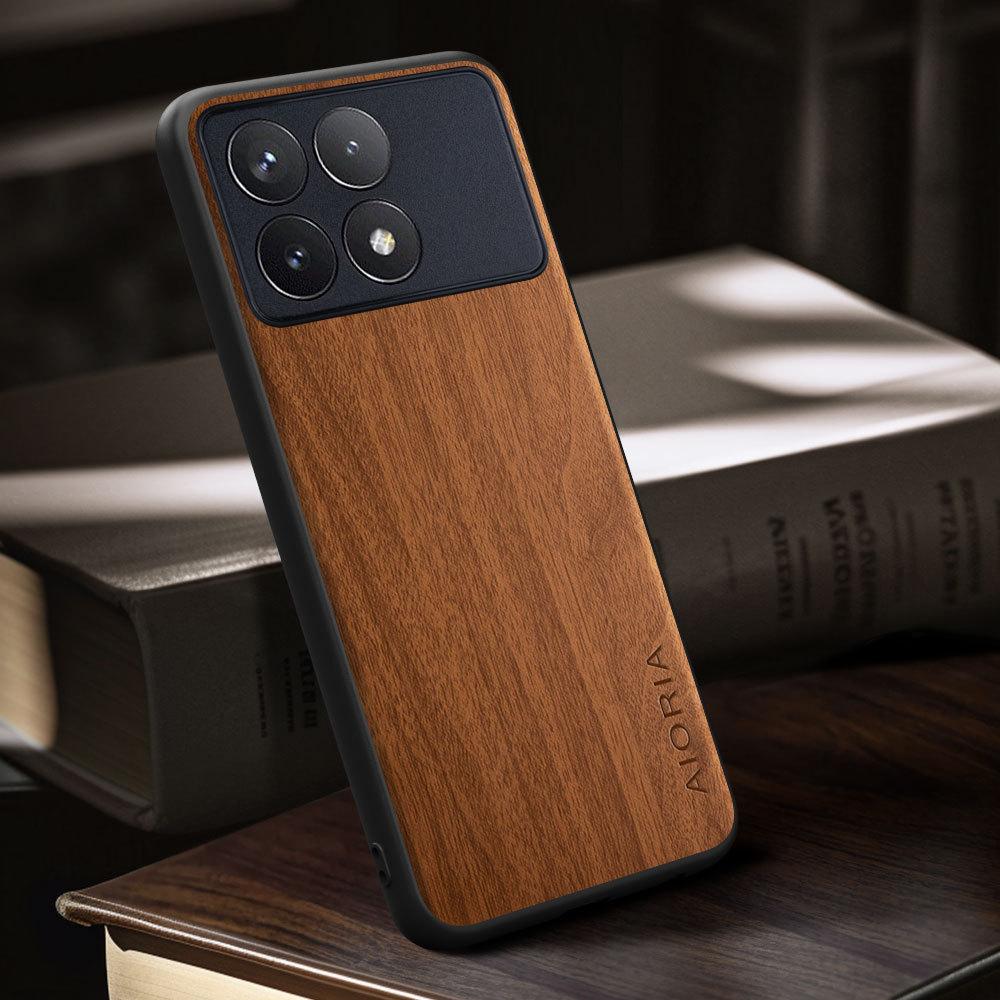 Case for Poco X6 Pro F6 Pro  Funda Bamboo Wood Pattern Four-corner Explosion-proof Back Cover Poco M6 Pro
