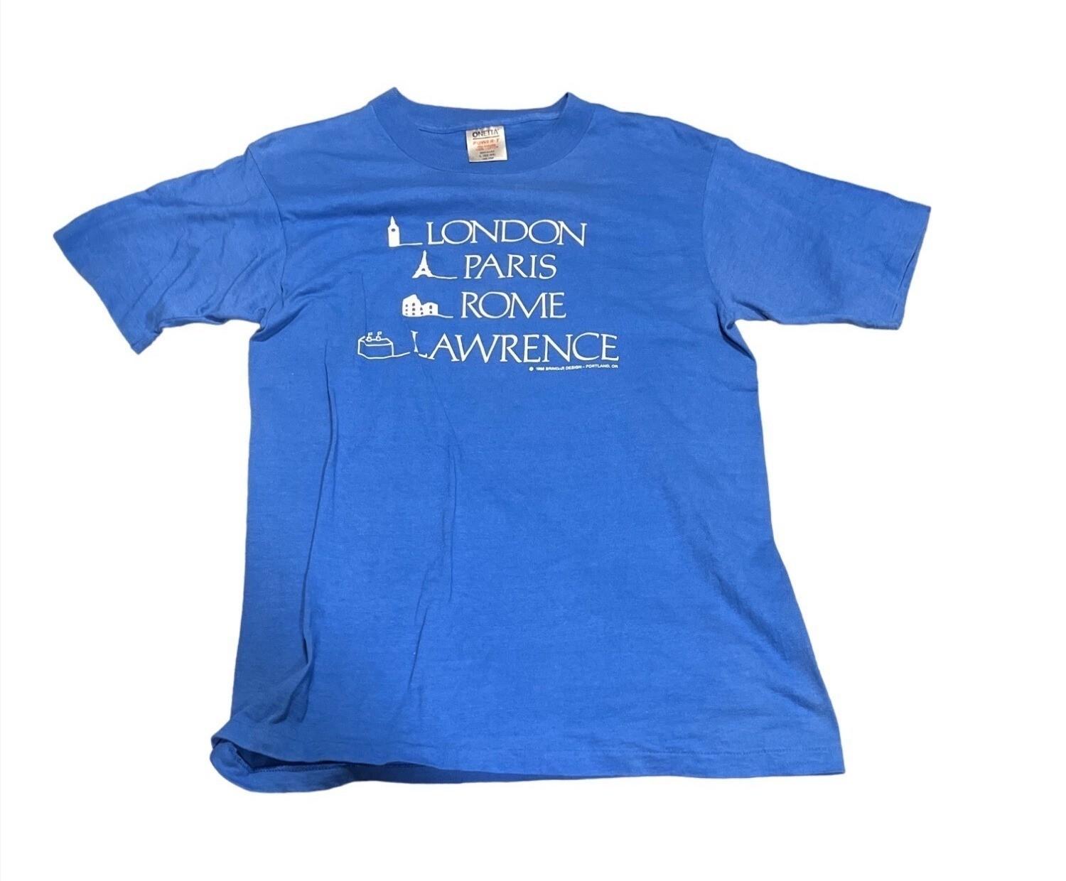 Oneida Men’s L Blue London Paris Rome Lawrence Graphic T-Shirt 80s Vintage XXL