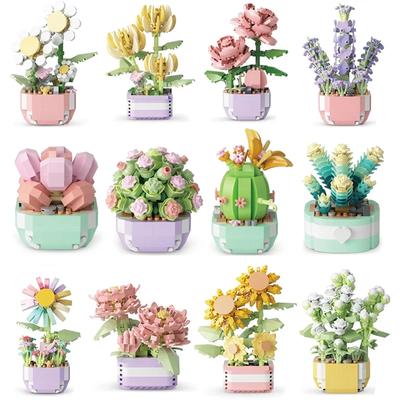 Blocos de Construção Suculentas de Flores Flor Eterna Árvore Bonsai Jardins Tijolos Românticos DIY Modelo de Plantas em Vaso Kits para Crianças Brinquedos