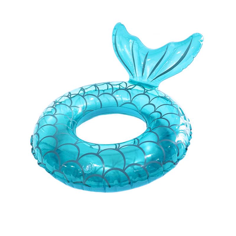 Summer Mermaid Inflatable Swimming Ring Thickened PVC Pool Float Mattress with Crown Floating Ring Seat Toys