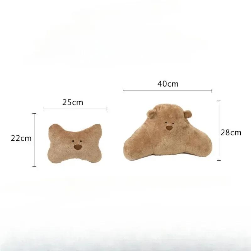 Plush Car Headrest Lumbar Support Lumbar Cushion Cartoon Bear Backrest Lumbar Pillow Car Comfortable Neck Pillow Car Accessorie