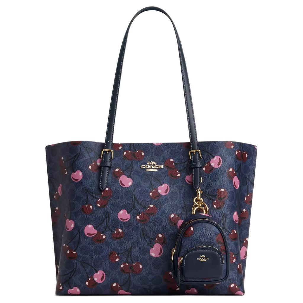 New COACH Court Coated Canvas With Smooth Leather Bag Accessory Mini Women's Gold With Denim Multicolor CZ086-IMDEI