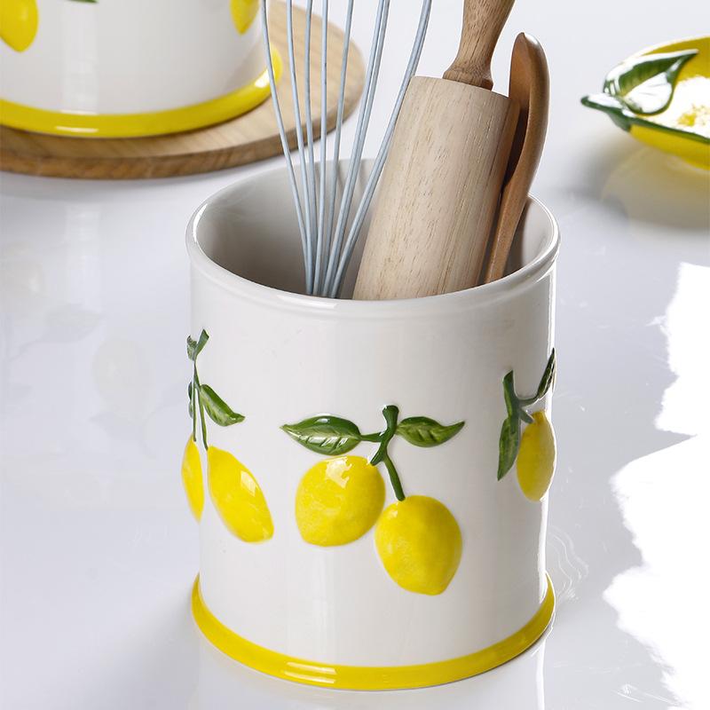 Creative Hand-painted Relief Lemon Ceramic Plates, Soup Bowls, Fish Plates, Dessert Plates, Storage Jars, Irregular Tableware