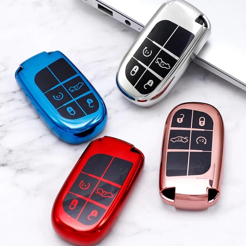 Carcasă pentru chei cu 45 de butoane, geantă Suport pentru carcasă Fob pentru Jeep Renegade Compass Grand Cherokee pentru Chrysler 300C Wrangler Dodge