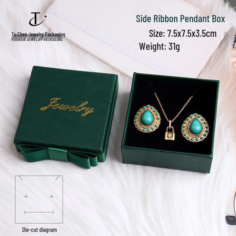 Dárková krabička na šperky pro prsteny, přívěsky, náhrdelníky, náušnice s mašlí