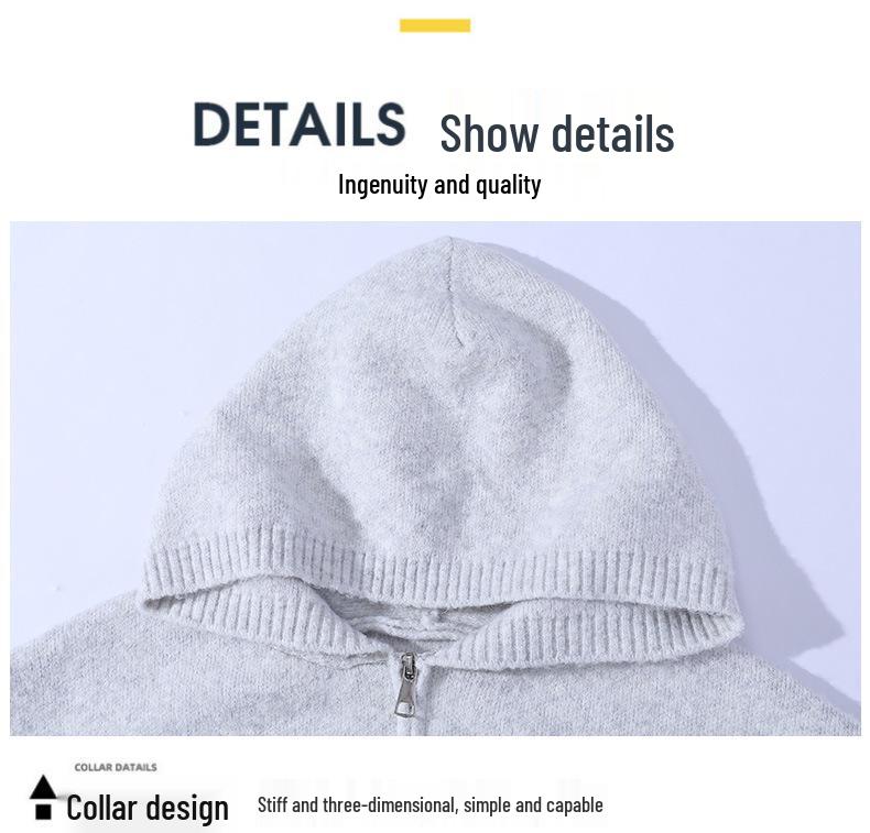 High-Quality Unisex Hooded Knit Cardigan – Warm, Thick, Casual Zipper Sweater