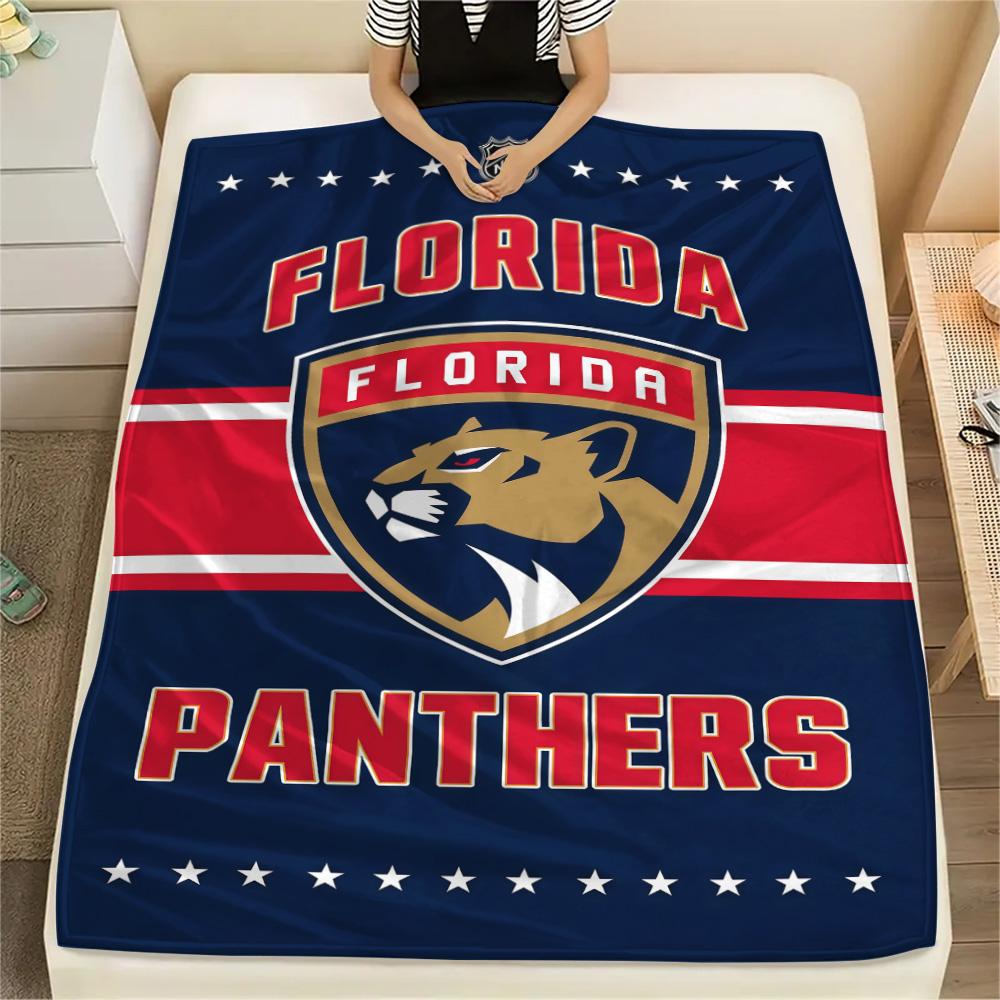 Florida Panthers Print Flannel Blanket High Quality Warm Comfortable Cover for All Seasons Perfect for Gifts Home Decor