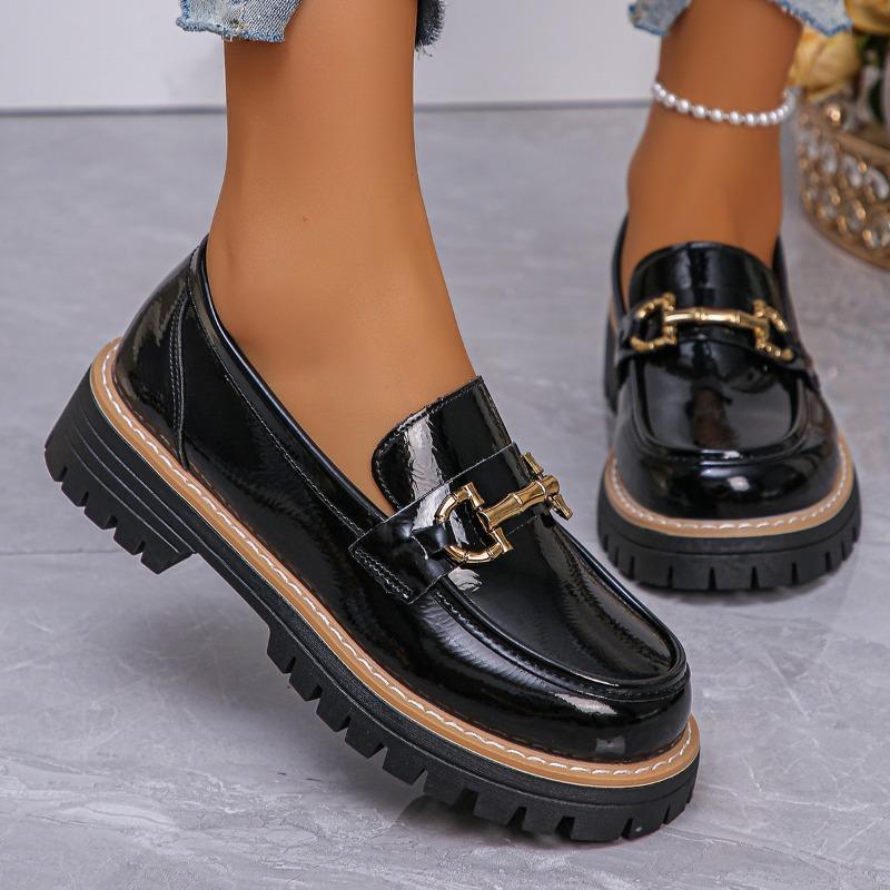 Damskie mokasyny z zamszu o szerokiej tęgości, płaskie buty na platformie z grubym obcasem, buty hurtowe w stylu brytyjskim dla kobiet