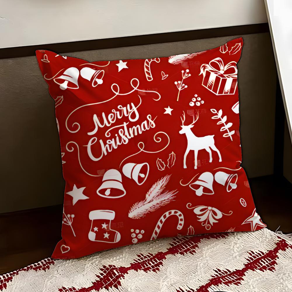 christmasS Cushion Cover Reversible Soft Durable Pillow Cover Home  Car MultiScene Use for Daily Comfort