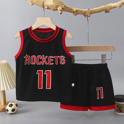 Kids' Quick-Dry Basketball Set: Boys' Sleeveless Top & Shorts - Ideal for Sports & Kindergarten Performances