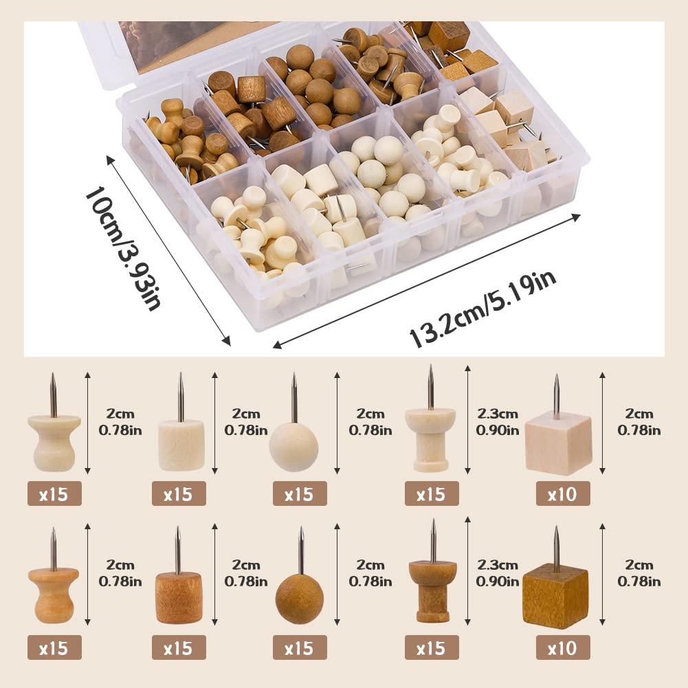 Fniiva 140Pcs Push Pins 5 Style Decorative Thumb Tacks for Cork Board Photos Documents Drawings Maps Office Classroom Home Craft