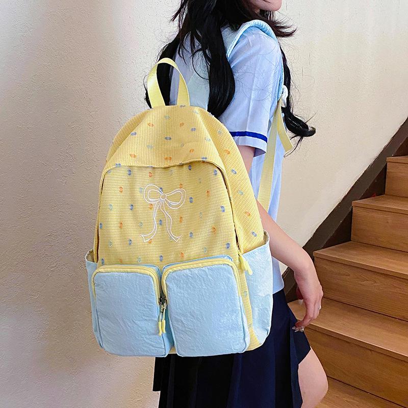 Schoolbag summer new schoolbag female Japanese ins small fresh cute girl heart bow college wind travel backpack