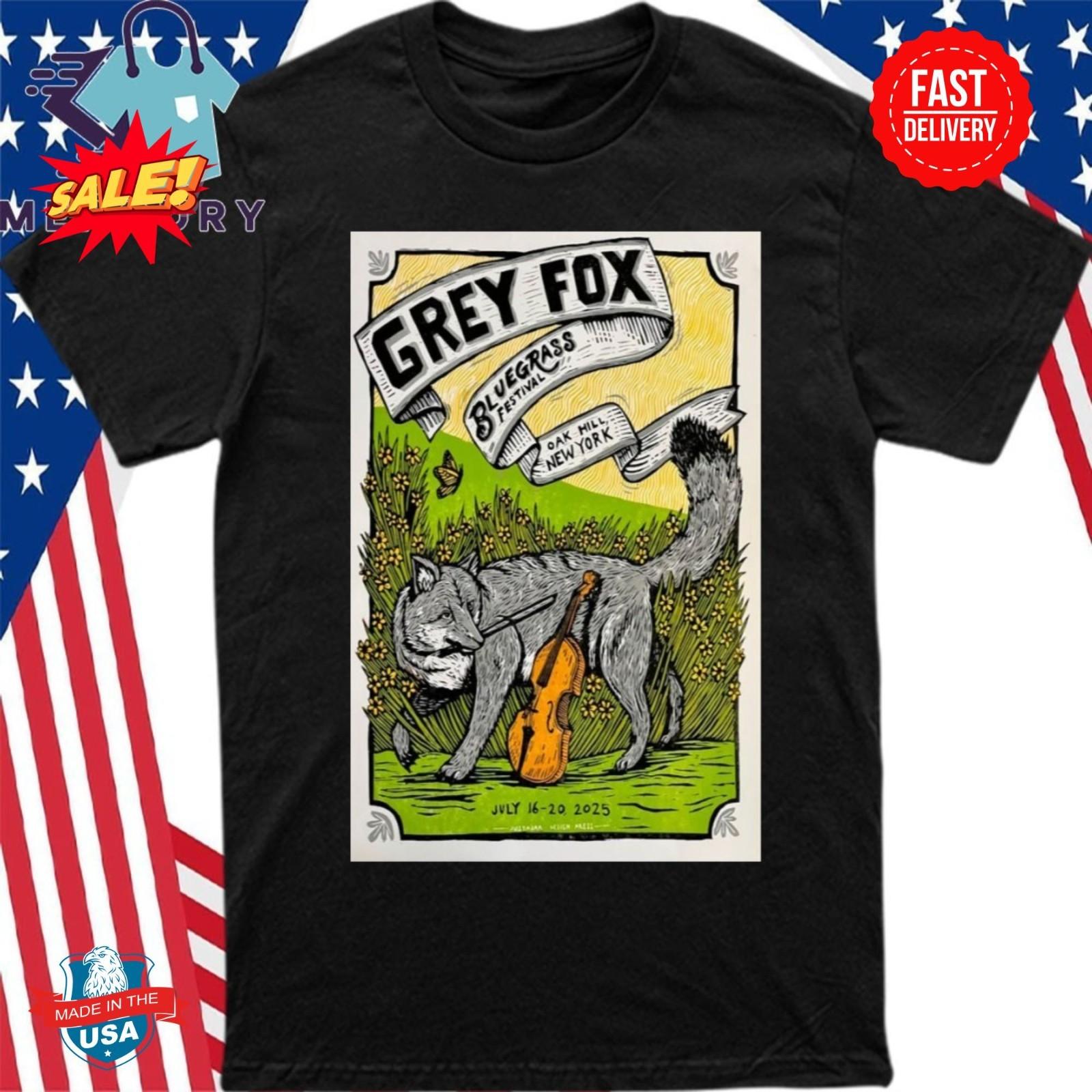 Grey Fox Bluegrass 16-20 июля 2025 Оук Хилл, Нью-Йорк Постер Футболка Унисекс Футболка XL