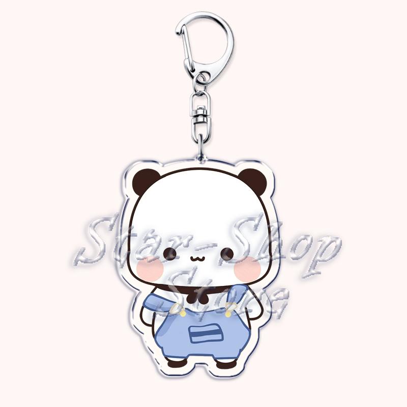 Cute Bubu Love Dudu Yier Keychains Couple Bear Panda Keyrings for Accessories Bag Pendant Key Chain Jewelry Fans Lovers Gifts