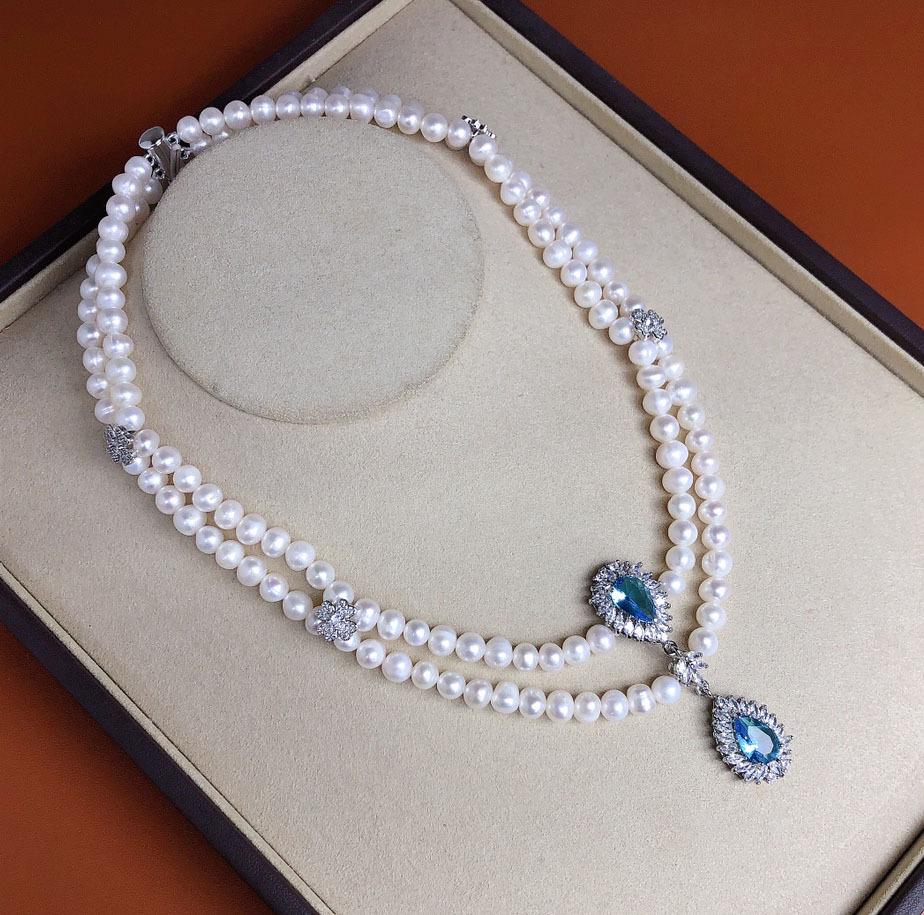 Zhuji Freshwater Pearl Multi-Layer Clavicle Necklace - Women s Fashionable Niche Design 7-8mm