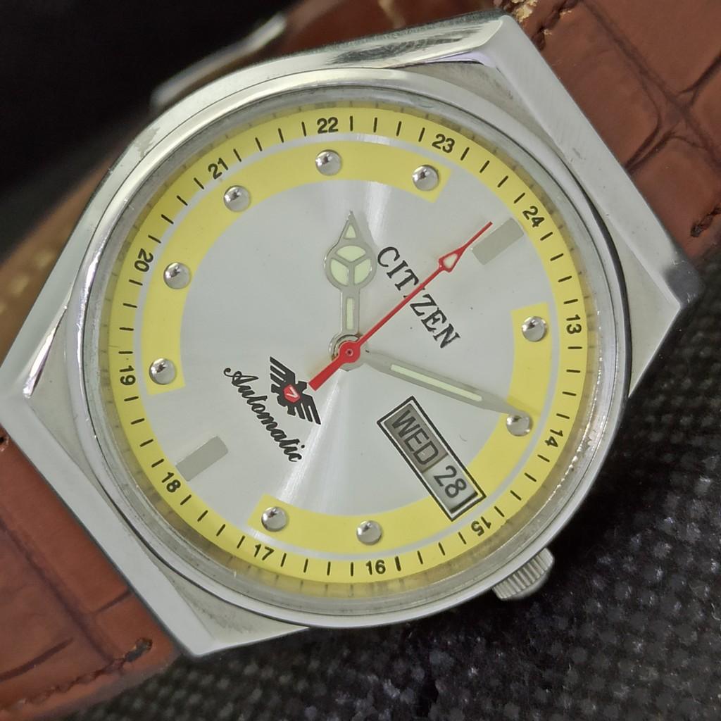 

USED VINTAGE CITIZEN AUTOMATIC 8200 JAPAN MENS DAY/DATE SILVER WATCH a284567-2 SKU528e-a284567