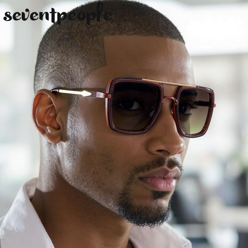 Steampunk Oversized Square Sunglasses Men  Luxury Brand Vintage Metal Outdoor Sun Glasses Trendy Double Beam Shades For Male