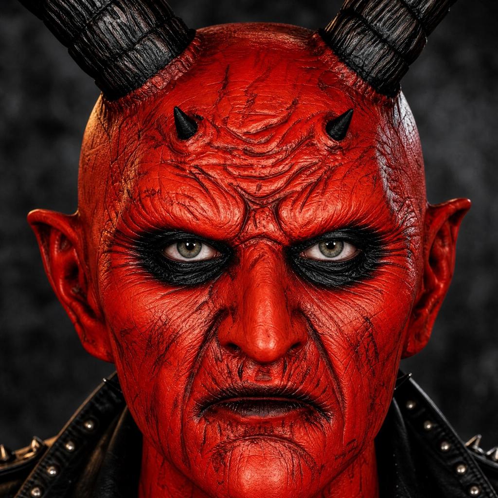 Latex Devil Mask with Horns Red Textured for Cosplayers