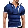 Letní pánská móda Slim Fit Topy s krátkým rukávem Jednobarevné Svalnaté tričko s kapucí