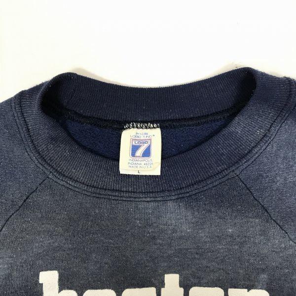Logo7 USA Rare MLB Red Sox Boston Red Sox Large Print Sweatshirt Men L Navy Fleece Lined(USED)