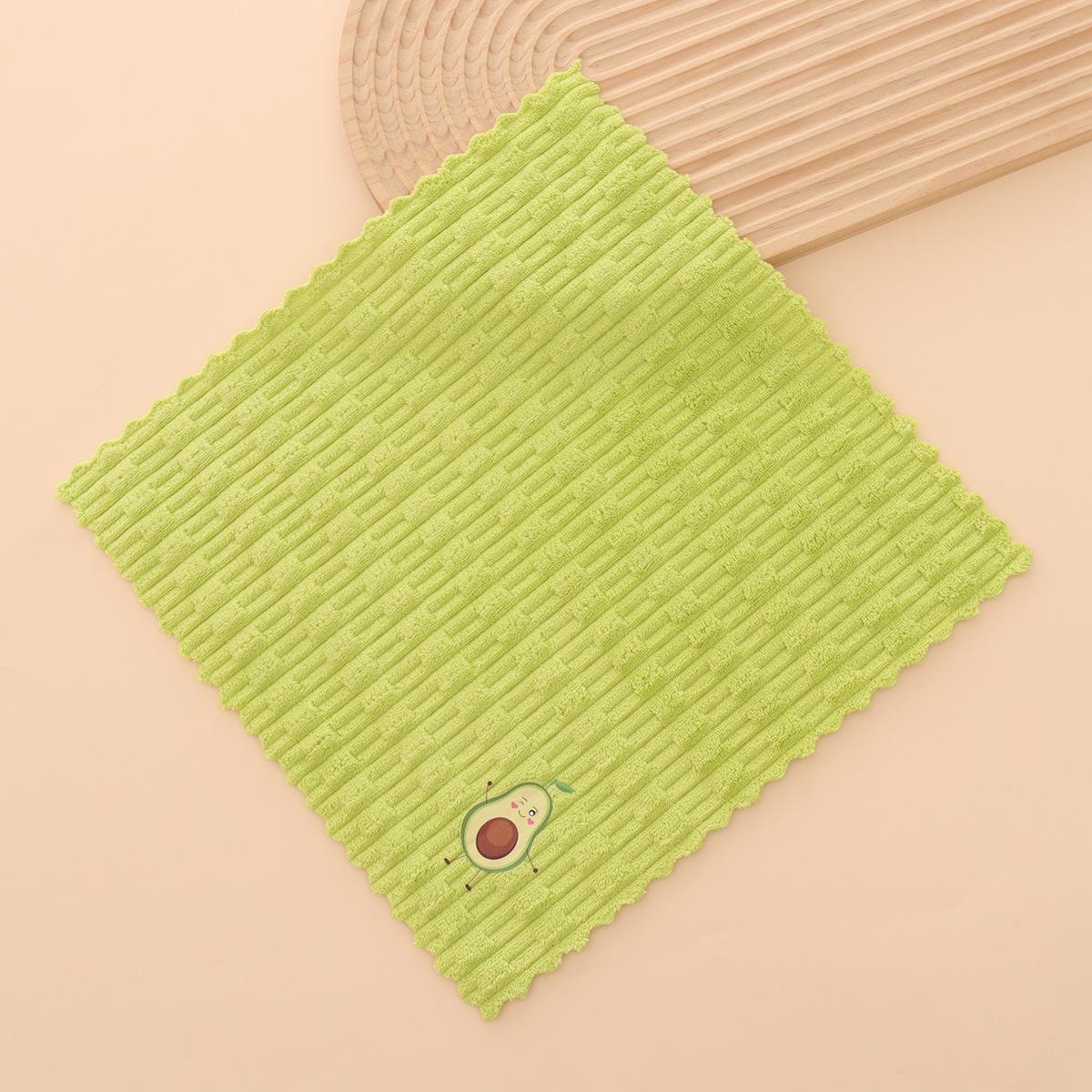 

Вышитое кухонное полотенце из мягкого кораллового флиса с авокадо 4 pcs Single Stripe Embroidered Scrub Cloth
