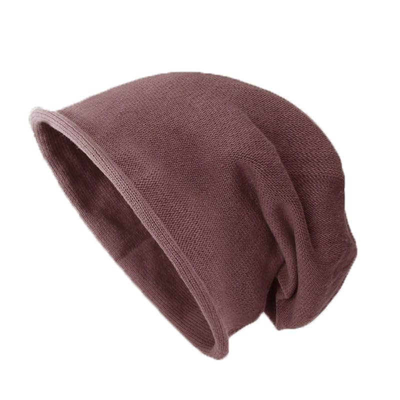 

[YiyiLai] small face effect knit hat large size unisex basic hat wool hat autumn/winter ribbed knit cap Cold protection commute brown