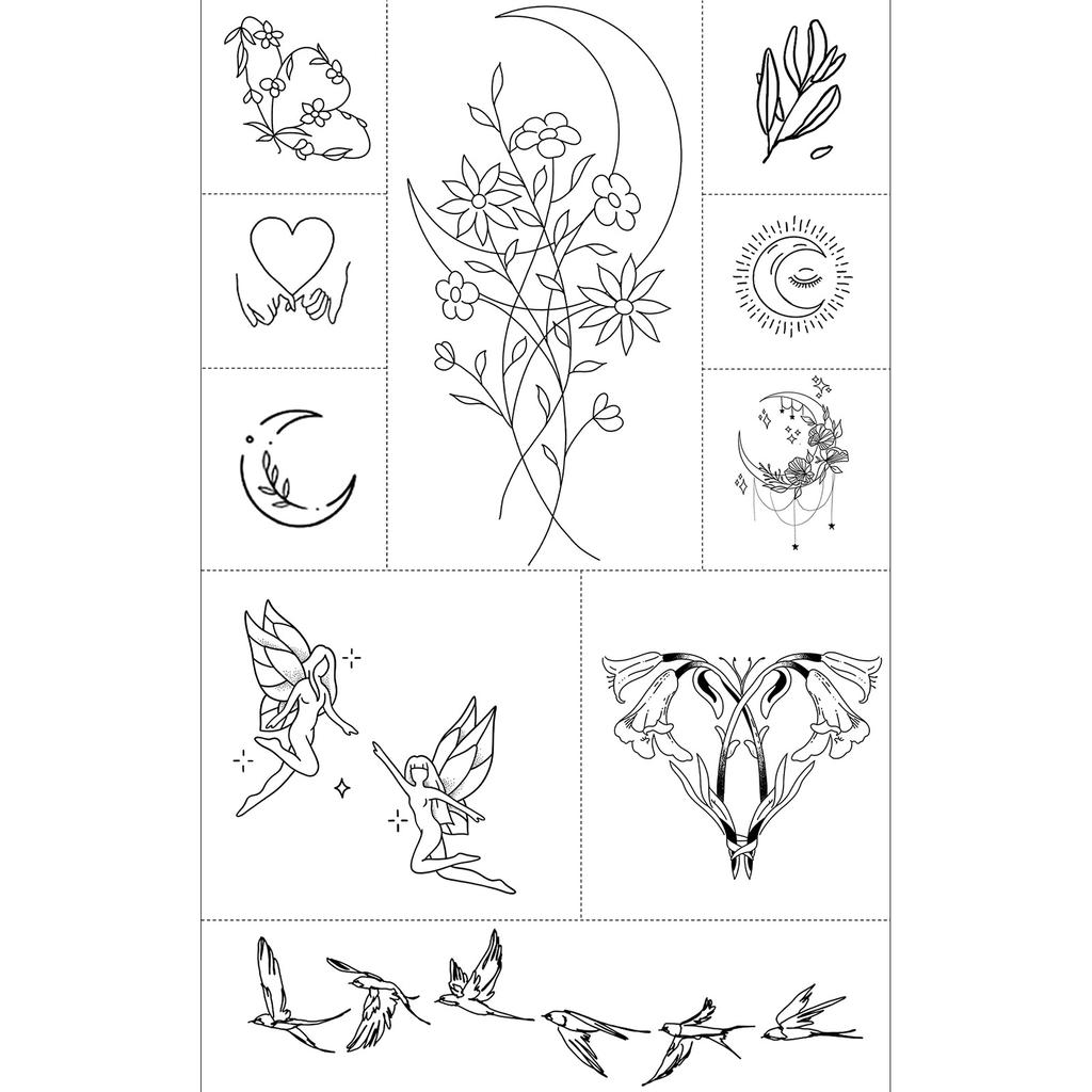 Butterfly Ghost Bow Flower Kitten English Short Sentences Multi-Picture Finger Tattoo Sticker