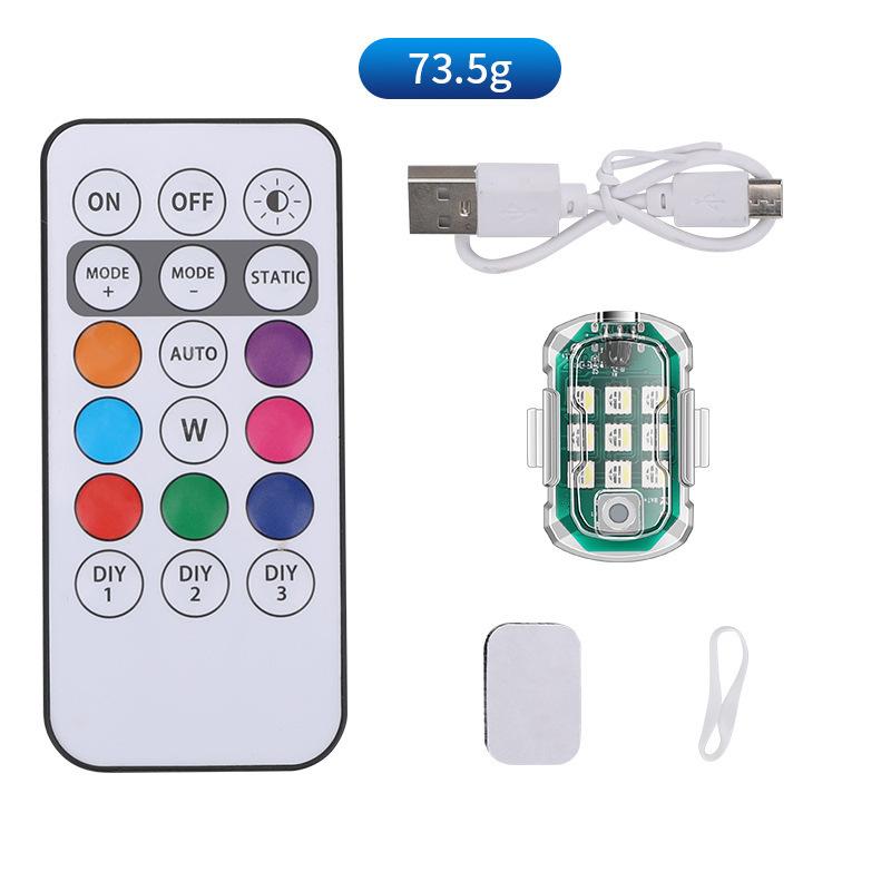 1Pcs Wireless Remote Led Strobe Decorative Light Rgb Colorful Vibration Sensing Warning Signal Light For Motorcycle Car