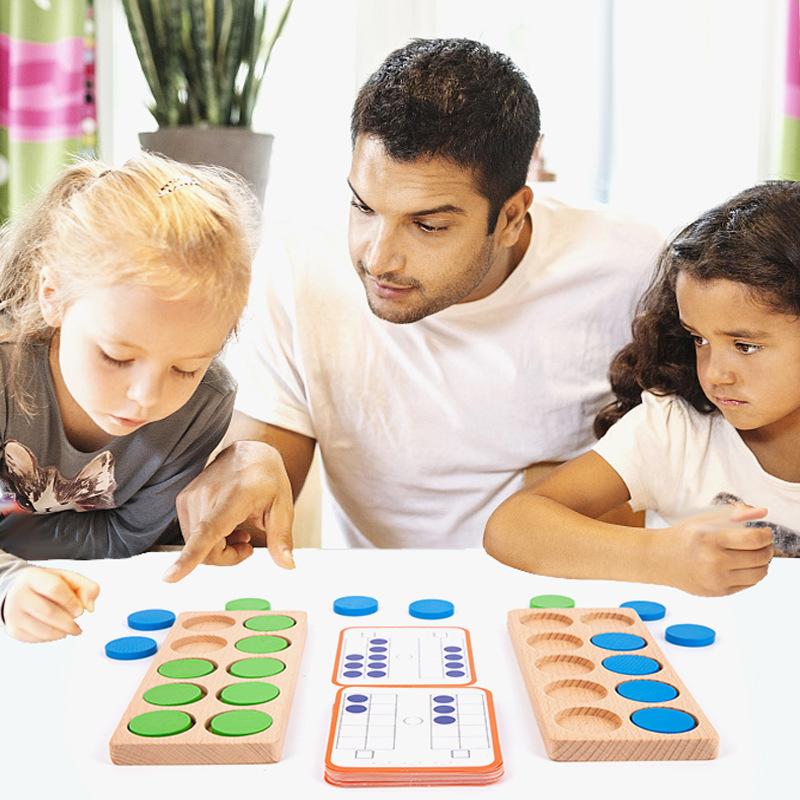 Montessori Early Education Intelligent Toy for Children Wooden Ten-Grid Educational Toy Safe Basic Math Sense Developing EN71