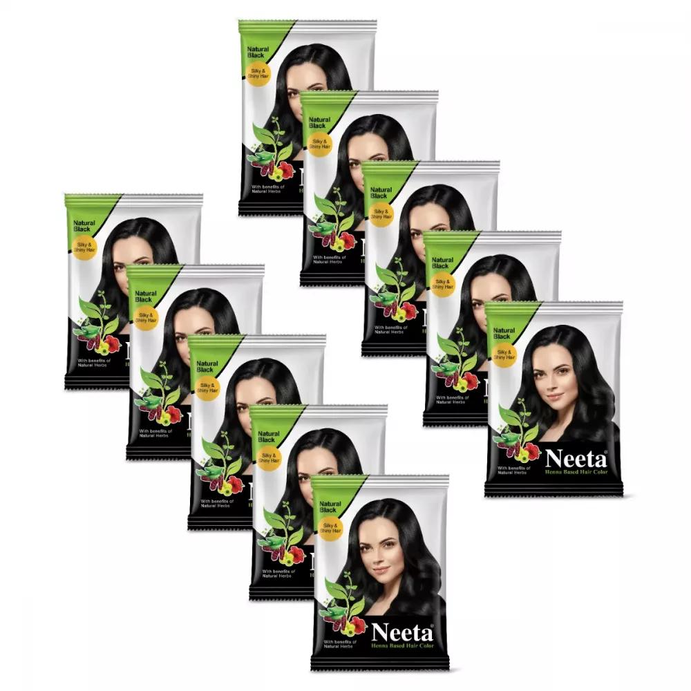 

Neha Herbals Henna Hair Color Black (10g, x Pack of 10) For Natural Looking Soft Shiny Healthy Hair With Herbal Nourishing Blend Powder