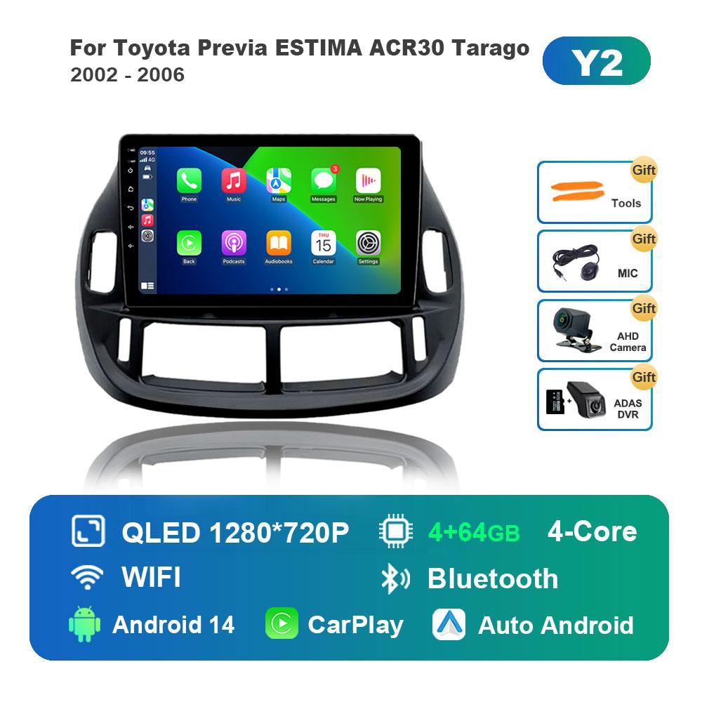 Car Radio Multimedia Player Android 14 for Toyota Previa ESTIMA ACR30 Tarago 2002 - 2006 GPS 4G WiFi Bluetooth Split Screen