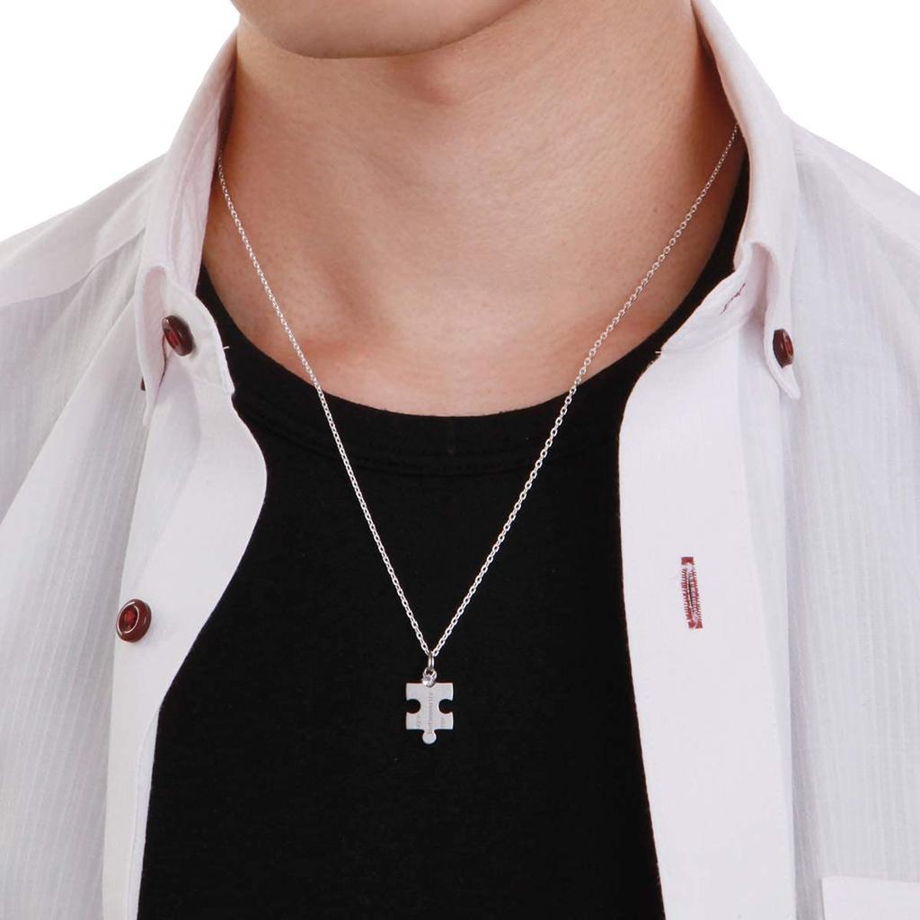 THE KISS Silver Pair Necklace Puzzle Set of Men and Wrapping Pair of Box Included [The Kiss] Set, Motif, 2, Women, Couples, Matching, Men's, Women's,